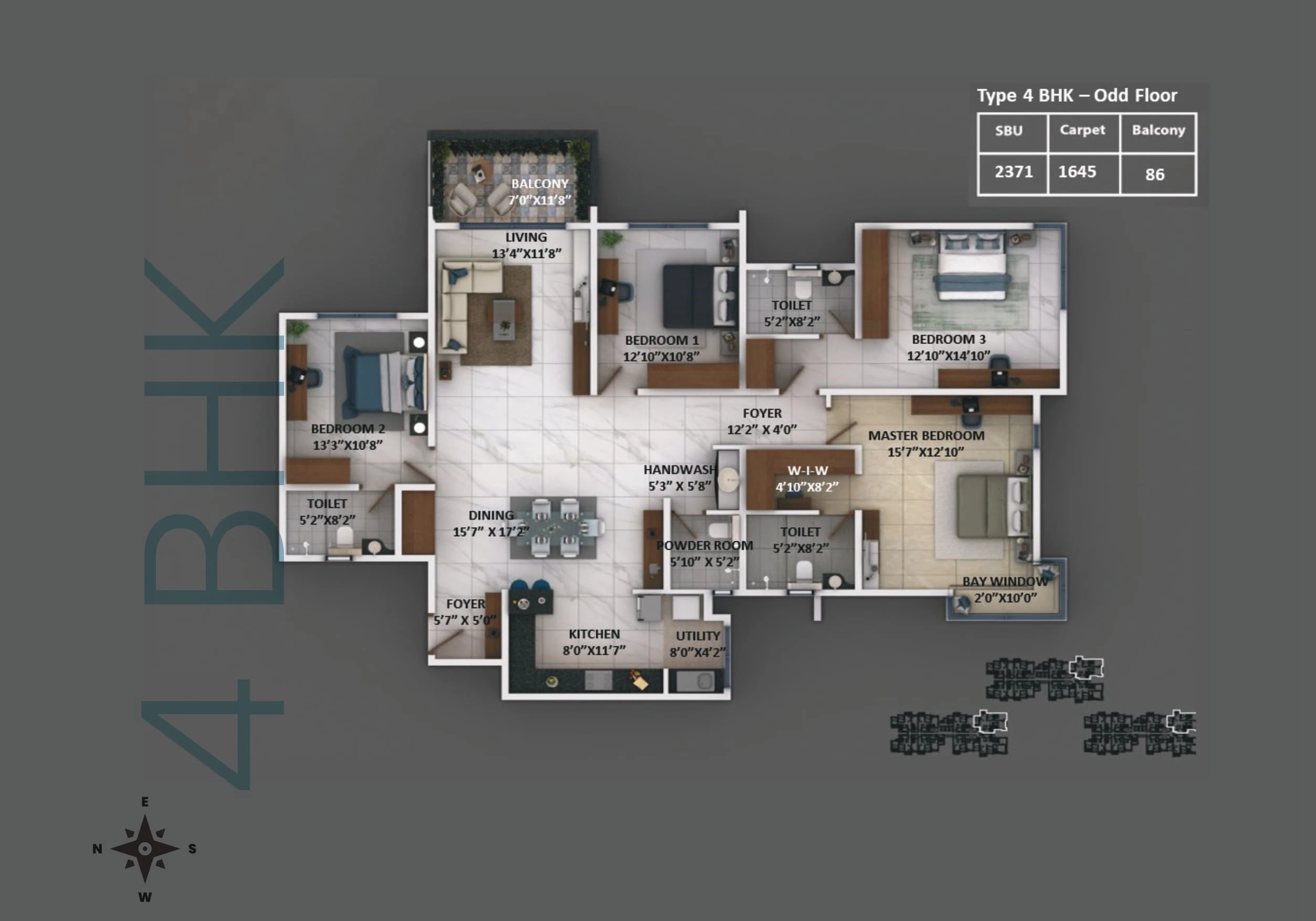 2 BHK floor plan
